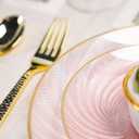 80pcs Clear Pink Disposable Shell Plastic Plates With Gold Rim, 10 inch 40 Dinner Plates and 7 inch 40 Dessert Plates for Party, Wedding, Birthday