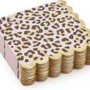 Sparkle and Bash 50 Pack Cheetah Print Scalloped Foil Napkins for Safari Birthday Party Supplies
