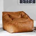 Bean Bag Chair PU Leather Bean Bag Cover Without Filler Beanbag Couch Pouf Sofa Case No Filling Adults Beanbag Chair Lazy Armchair Couch Floor Seating Living Room Furniture (Color : Brown, Size : 1-