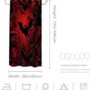 Batmerry Halloween Bats Red Animal Decor Shower Curtain, Black Animal Gothic Gloomy Map Bathroom Decor Polyester Fiber Plastic Rings Quick-Drying Waterproof for Bathtubs/Bathroom, 72x36 inches