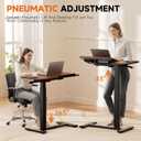 COMHOMA Tiltable Mobile Small Standing Desk, Pneumatic Adjustable Height Overbed Bedside Table with Wheels, Sit Stand Portable Rolling Laptop Desk Computer Workstations, Walnut, 28" W x 16" L x 26.5" H
