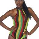 Leg Avenue womens Striped Halter Bodysuit (One Size, Rasta)