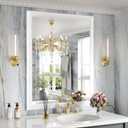 Amorho Bathroom Mirror, 28x36 Inch White Thick Metal Framed Wall Mirrors for Over Sink, Bedroom, Living Room, Entryway, Rectangle Wall-Mounted Mirrors(Horizontal/Vertical), (36"L x 28"W, White)