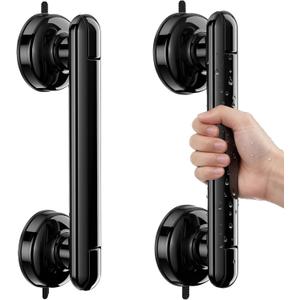 2 Pack Grab Bars for Bathtubs and Showers, 11 Inch Bathroom Safety Grip No Drilling & Waterproof, 230lbs Heavy Duty Shower Handle Removable Bath Handrails for Seniors and Elderly, Black