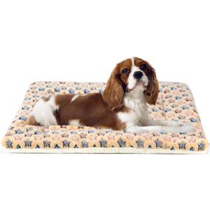 Mora Pets Dog Crate Pad - Ultra Soft Pet Bed With Cute Star Print, Washable Mat for Large Medium Small Dogs, Reversible Fleece Kennel Liner, Cat Bed 23 x 18 Inch Brown