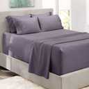 Hearth & Harbor Bed Sheets, Luxury Soft 6 Piece Bed Sheet Set Extra Deep Pocket Fitted Sheets Fits Mattress up to 21", Double Brushed Bedding Sheets & Pillowcases, Queen, Prpulish Gray