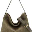 Woven Suede Shoulder Bag For Women Purses and Handbags Ladies Hobo Bags For Work Travel (Green)