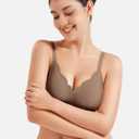 YEOREO Ease Womens Wireless Bras Push Up Full Coverage Bra No Underwire Seamless Comfortable Scalloped Supportive Bralette (L)
