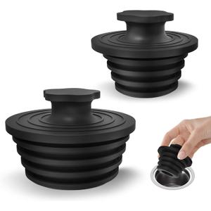 Bathtub Drain Stopper - 2 Pack Silicone Universal Shower Drain Cover, Tub Stopper Bathtub Drain for Bathroom, Tub, and Shower Drain - Easy Install Shower Drain (Black)