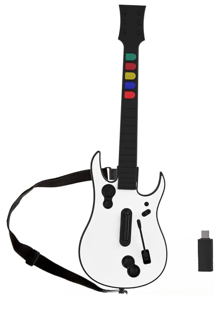 NBCP PC Guitar Hero Controller, Wireless PS3 Guitar Hero with Dongle for PC/PlayStation 3, Compatible with Guitar Hero, Rock Band, Clone Hero & Fortnite Festival  Black