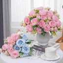 MARTINE MALL 2 Packs Peonies Artificial Flowers, Light Pink Artificial Peonies, Silk Peonies Flowers Fake Peonies Artificial Flowers Peonies Bouquet for Centerpiece Table Wedding Party Home Decor
