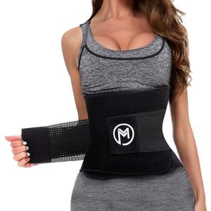 MERMAID'S MYSTERY Waist Trimmer with Back Support Bars Sweat Enhancing Fitness Belt for Men & Women Premium Quality (Black) L