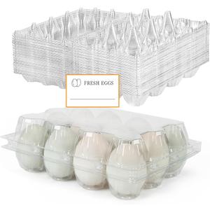 50 Pack Large Plastic Egg Cartons - 1 Dozen Clear Duck Egg Tray - Reusable Egg Storage Holder for Refrigerator, Family Pasture, Duck Farm, Market Display