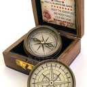 to My Son Brass Compass with Wooden Box Mom to Son Compass, Father to Son Gifts, Graduation Day Gifts for Son, Baptism, Confirmation & Communion Compass for Men & Women, Greeting Card Included, Multi