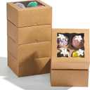 20 Pack Brown Chocolate Bomb Gift Boxes with Window&4 Cavity - Versatile Baking Containers for Cupcakes, Cookies & Treats | Holiday, Christmas Birthday & Bakery Supplies