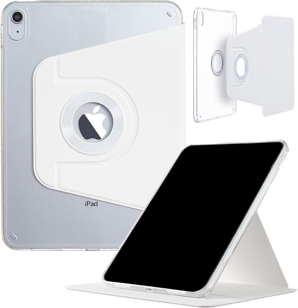 iPad mini-7 6 (8.3'') 2024 2021 Case, DMaos Magnetic Detachable Smart Cover, 360 Rotation Foldable Stand - White