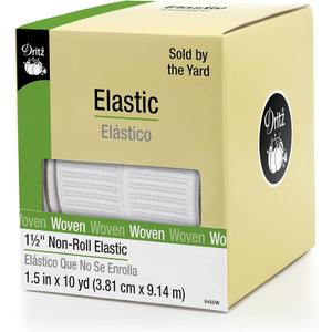 Dritz 9480W Non-Roll Woven Elastic, White, 1-1/2-Inch by 10-Yard