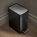 KOHLER 31319-BST Bathroom Trash Can, 1.6 Gallon, 6-Liter Step Can, Quiet-Close Small Trash Can with Foot Pedal, Black Stainless