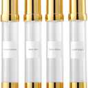 Gold airless bottle travel suit, with a box of refillable empty cosmetic vacuum bottles, used for hand sanitizer, toner, foundation make-up, hair oil, lotion, face cream (1oz/30ml, 4 packs)