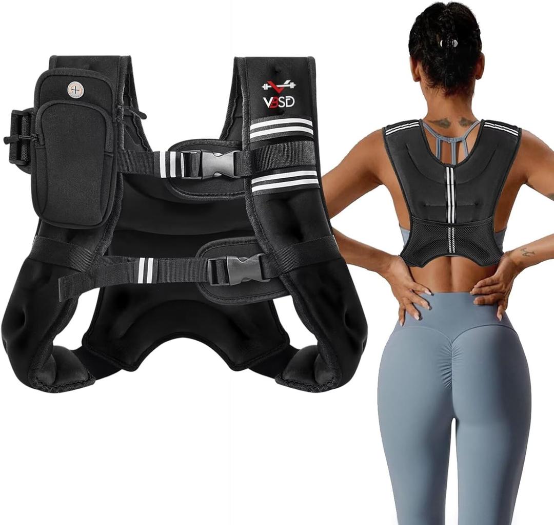 VBSD Weighted Vest for Women Men, 20lb Weight Vest with Reflective Stripe, Body Weight Vests Adjustable for Strength Training, Running, Walking, Workout, Jogging, Fitness