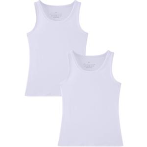Huata Girls Tank Top 2 Packs Racerback Sleeveless Dance Athletic Shirt for Kids, Size 6Y