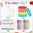 Janlaugh 32 Set Back to School Student Gifts Set Bulk Welcome School Rubber Bracelet Rainbow Ballpoint Pens Motivational Inspirational Favor Bags Label Tags for Teacher Classroom Rewards