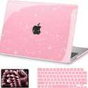 AKIT Compatible with MacBook Air 13 Inch Case Glitter 2025 2024-2022 M4 A3240 M3 A3113 M2 A2681, Shiny Hard Shell Laptop Case&Screen Protector&Keyboard Cover for MacBook Air 13.6 Inch, Sparkly Pink