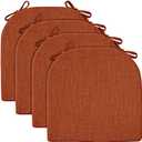 Wellsin Chair Cushions for Dining Chairs 4 Pack - Kitchen Chair Cushions with Ties and Non-Slip Backing - Dining Chair Pads 16"X16"X2", Orange