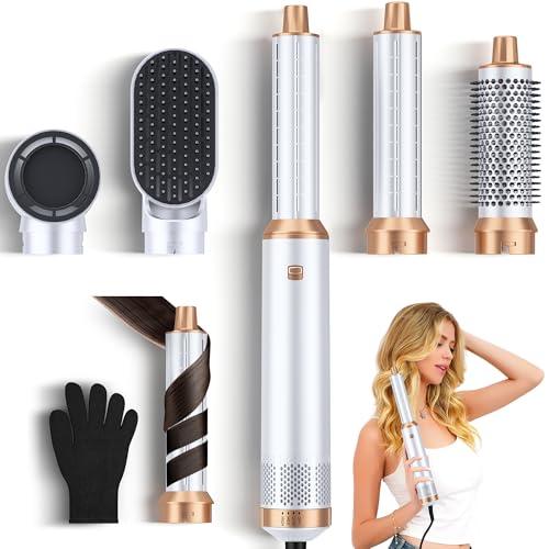 5 in 1 Blow Dryer Brush, Upgrade Hair Dryer Brush Air Curler Air Curling Wrap Styler, Detachable Hot Air Brush Negative Ion Curling Brush Iron, Hair Styling Tools for Drying Curling Straightening