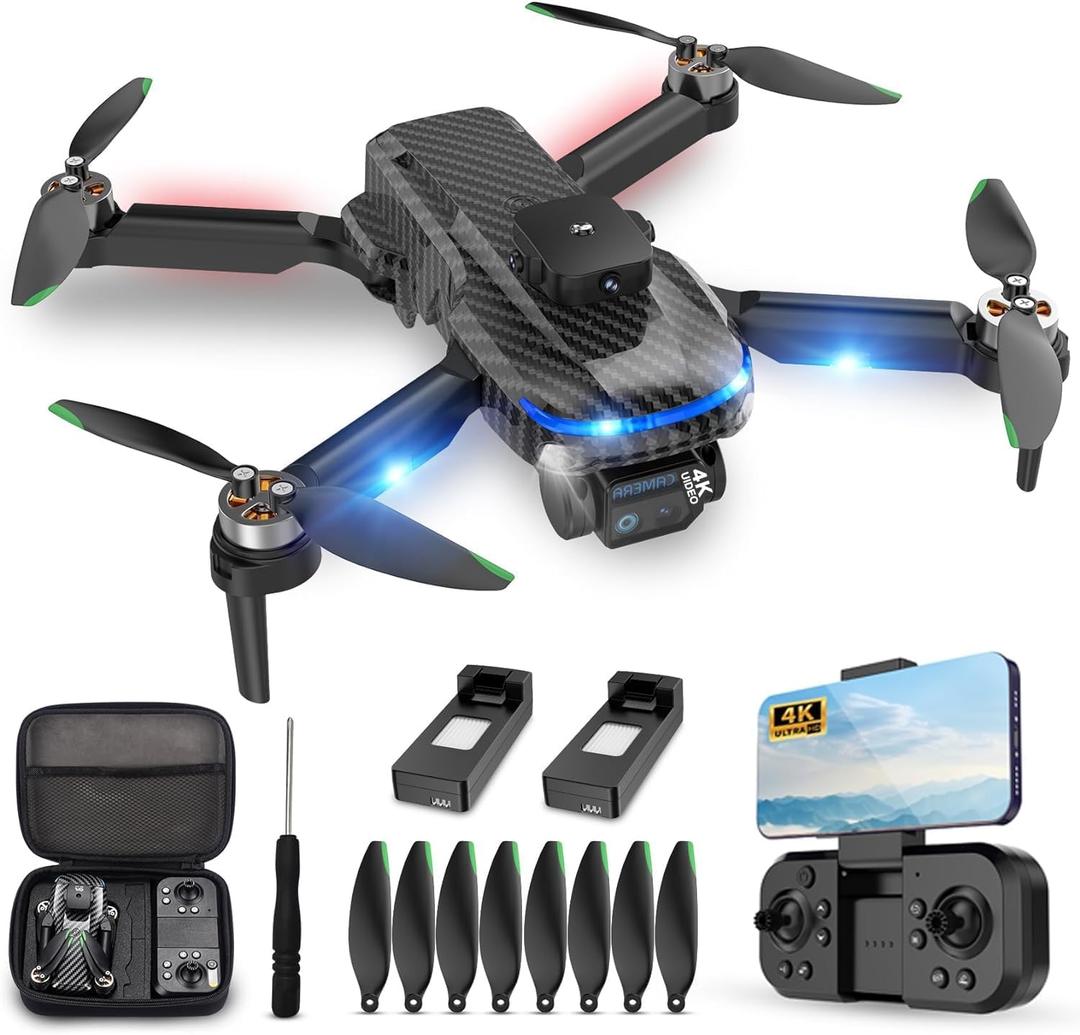 MSMV High-Resolution 4K HD Camera Drone, Wireless RC Toys for Boys Girls, One Button Return, Emergency Stop, Headless Mode, 360 Flips, 2 Batteries & Carrying Case for Kids Adults Beginners, Black