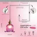 Hanging Swag Plug in Pendant Light Flower Shaped Purple Glass Plug Pendant Lamp with 15 ft Switch Cord Plug in Vintage Industrial Hanging Light for Kitchen Bedroom Background
