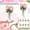 Zeyune 36 Pack Artificial Flowers Centerpiece with Vase Bulk for Wedding Table 24 Bundles Silk Floral Faux Rose Bouquet with 12 Plastic Vase for Bridal Shower Table Decor(Light Pink)