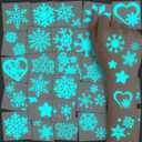CHARLENT Blue Luminous Snowflake Temporary Tattoos - 74 Individually Sheets White Snowflake Tattoos for Kids Adults Winter Christmas Party Supplies