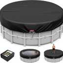 LXKCKJ 9 Ft Round Pool Cover, Solar Covers for Above Ground Pools, Stock Tank Pool Cover Protector with Accessories, Round Hot Tub Covers Ideal for Waterproof and Dustproof (Black)