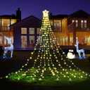 BlcTec Outdoor Christmas Decorations, 317 LED Christmas Lights with 9 Strands 11.9ft Waterfall Christmas Tree Lights, 8 Modes, Waterproof, Topper Star & Timer for Yard Patio Xmas Dcor, Warm White