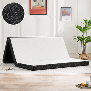 Tri-Fold Memory Foam Mattress - 4 inch Full Foldable Mattress with Collapsible and Washable Cover, Portable Floor Bed with CertiPUR-US Certified, for Travel & Yoga, Guest Mat