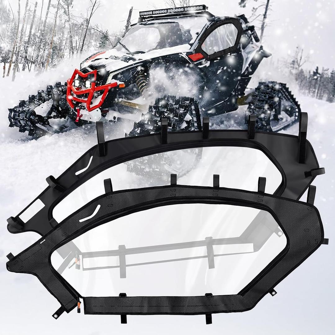 Benlari X3 Soft Upper Door Set Kit, UTV Soft Upper Door Enclosure Set, Soft Cab Enclosure Top Doors Compatible for Can Am Maverick X3 2-seater Models 2017-2023, Work with Roof Windshield Mirror