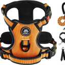 IVY&LANE No Pull Dog Harness for Small Dogs, Vest Harness with Leash, Safety Belt and Storage Strap, Fully Adjustable, 360 Reflective Strip, Soft Handle (Orange, S)
