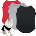 Dog Shirts Pet Clothes Blank Clothing, 3pcs Puppy Vest T-Shirt Sleeveless Costumes, Doggy Soft and Breathable Apparel Outfits for Small Extra Small Medium Dogs and Cats (Large, Black+Grey+Red)