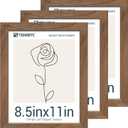 8.5x11 Walnut Picture Frame with HD Glass - 3pk, Natural Solid Wood Picture Poster Frame, Wall Gallery Frame
