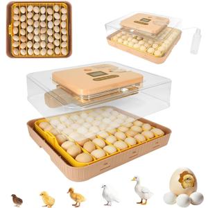 ZEMIRO CHARGE Automatic 56-Egg Incubator for Breeders, Sensor-Based Precise Humidity+Temp Control, Chick Separator, Adjustable Egg Spacing, Custom-Interval Auto Turn+Auto Stop,Preset Incubation Days