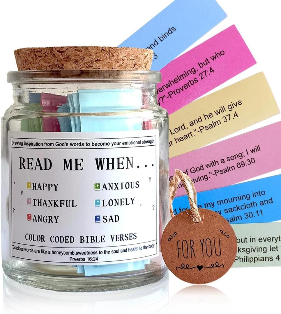 Bible Verses in the Hope Jar Read Me When, Colored Bible Verses, Scripture Prayer Jar Bible Gifts for Women Church Faith Based