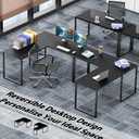 SHW Mission 55 x 60 Inches L-Shape Home Office Computer Desk, Black, 55-Inch L-Shaped