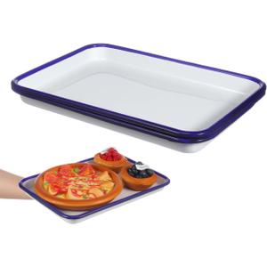 2Pcs Enamel Square Baking Pans 10.62X7.48X0.98In Multi-Functional Oven Pan Set for Pie Pizza Bread Baking and Roasting Kitchen Cookware