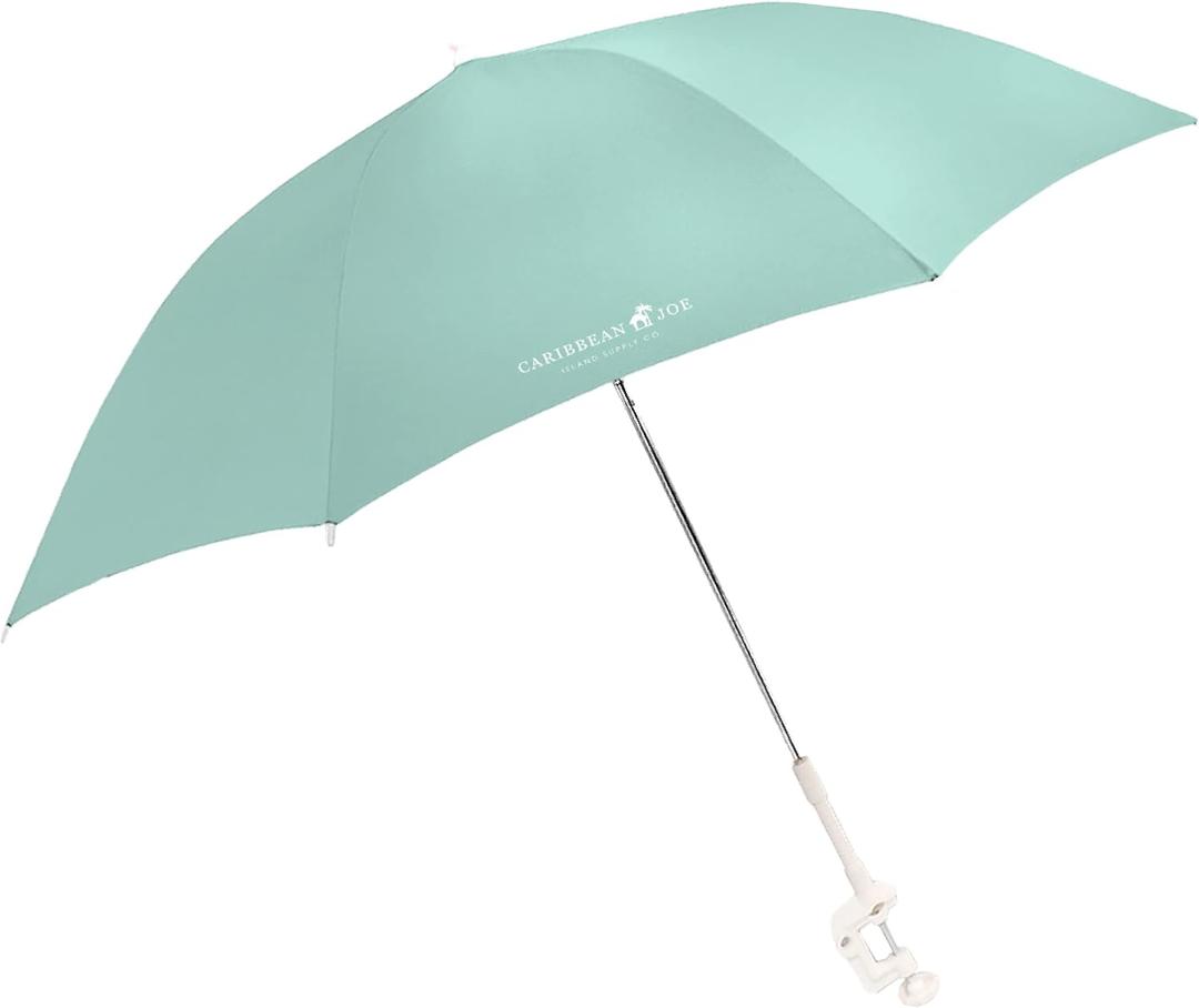 Caribbean Joe Beach Umbrella for Chair, Adjustable and Universal Clamp On Beach Umbrella with UV Protection, 48 Inch Arc