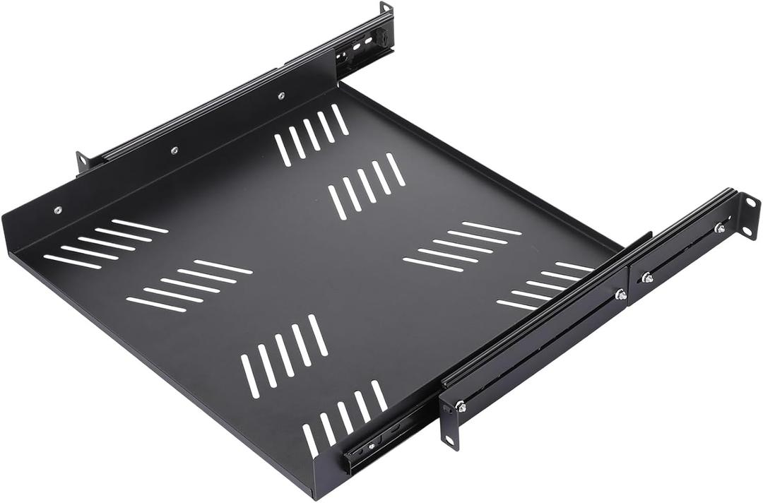 1 Pcs 1U Sliding Shelf Cantilever Server Shelf 19 Inch Length Vented Shelve Rack for 19 Inch Network Cabinet AVL Audio AV IT DJ Equipment Rack, 1 Machine Depth Up to 15 in, Large Capacity
