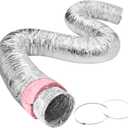 VEVOR 8 Inch Insulated Flexible Duct R-6.025 Feet Long with 2 Duct Clamps, Heavy-Duty Three Layer Protection Air Ducting Hose for HVAC Heating Cooling Ventilation and Exhaust Ductwork Insulation