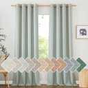 NICETOWN Linen Sage Green Curtains 96 inches Long for Living Room, Grommet Privacy Assured Linen Blend Window Treatments with Light Filtering for Living Room/Bedroom, W55 x L96, 2 Panels