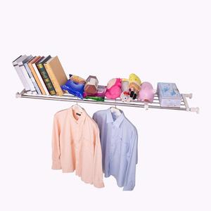 Hershii Tension Shelf Expandable Rod Closet System Heavy Duty Clothes Hanger Adjustable DIY Garage Bathroom Kitchen Storage Organizer Shoe Rack, Plant Stand, Bookshelf (119-190.5cm/46.85-75inches, Ivory)