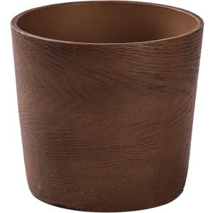 Ekirlin 7 inch Plant Pot, Resin Mahogany Texture Flower Planters with Drain Hole, Removable Rubber Stopper and Non-Slip Soft Pad - for Most Plants and Flowers